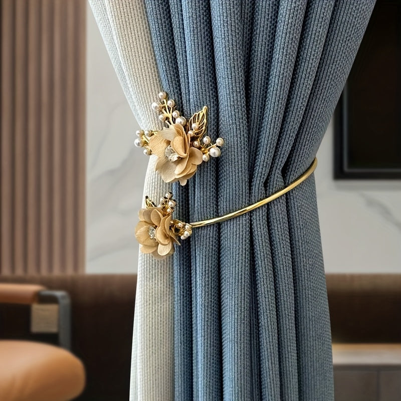 Attache rideau Elégante fleur & perles - Accessoire décoratif pour intérieur raffiné