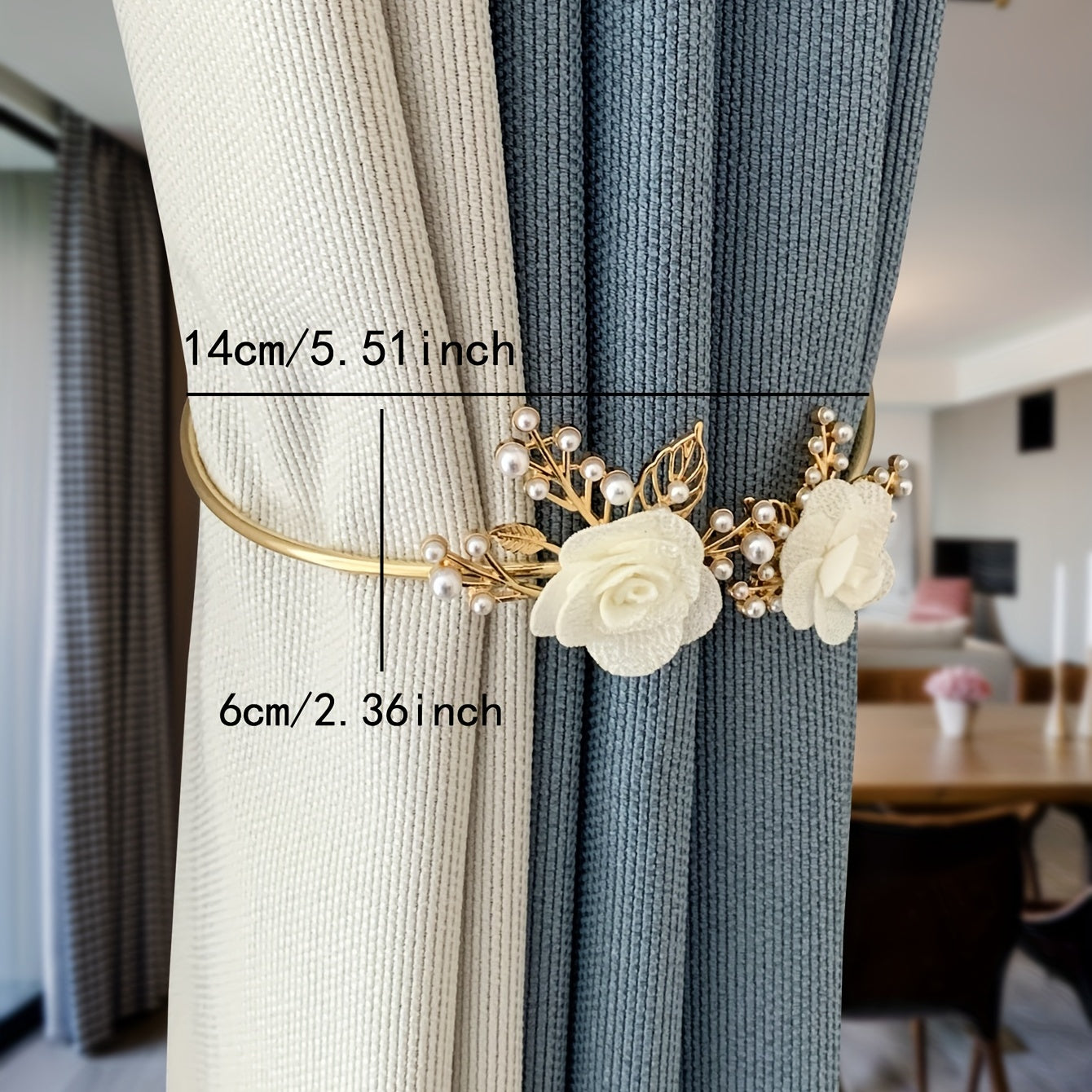 Attache rideau Elégante fleur & perles - Accessoire décoratif pour intérieur raffiné