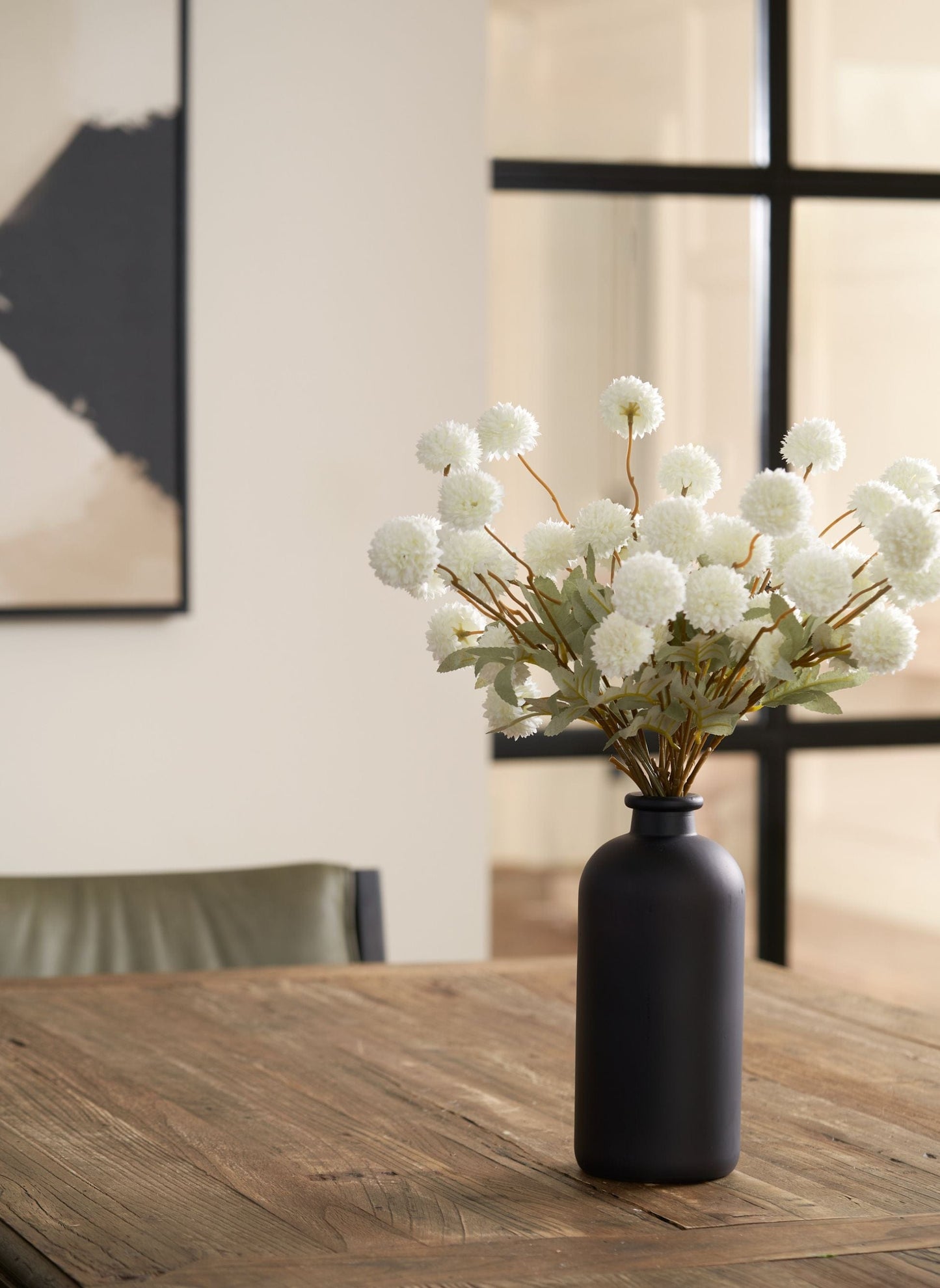 Bouquet artificiel de Chrysanthèmes Kiku – Blanc (10 tiges / 50 fleurs)