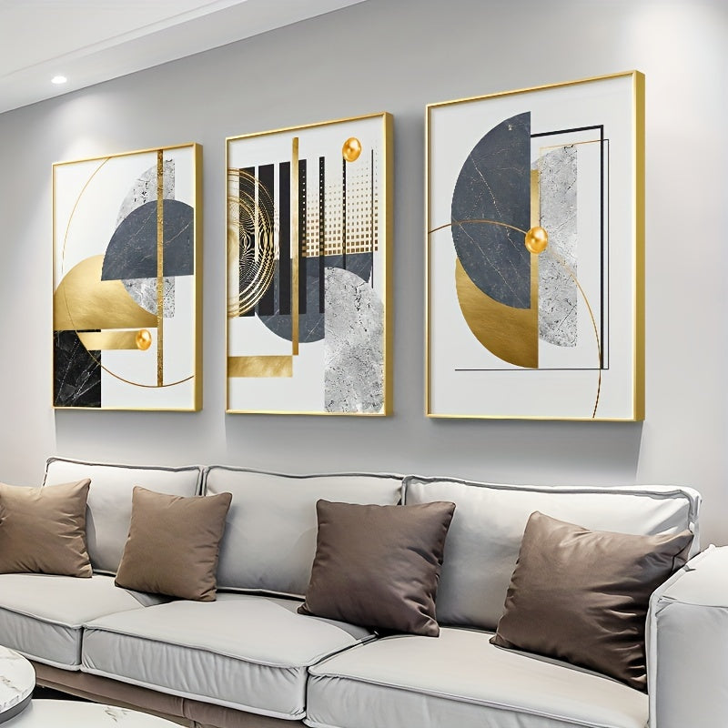 Lot de 3 tableaux abstraits dorés