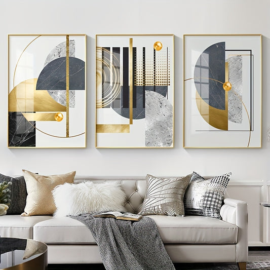 Lot de 3 tableaux abstraits dorés