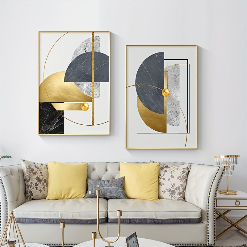 Lot de 3 tableaux abstraits dorés