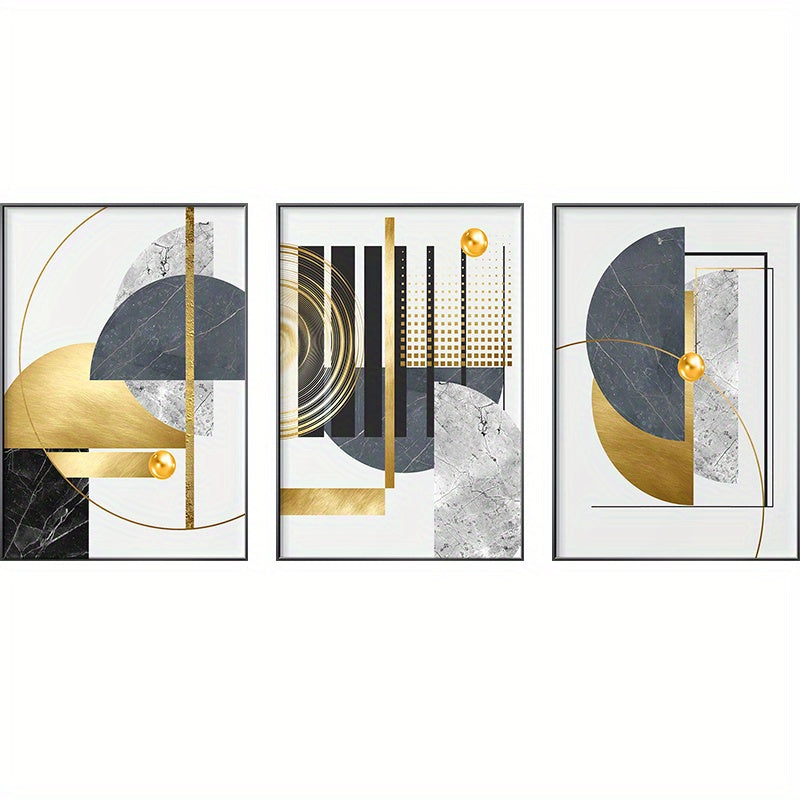 Lot de 3 tableaux abstraits dorés