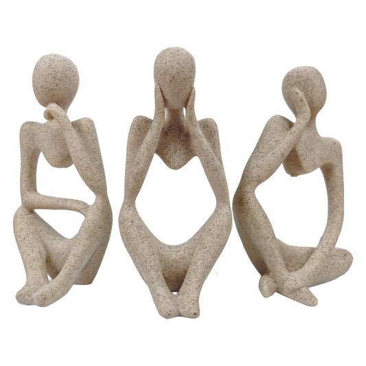 Lot de 3 statuts Abstraites "Thinker" - Sculpture moderne en résine pour décoration intérieur