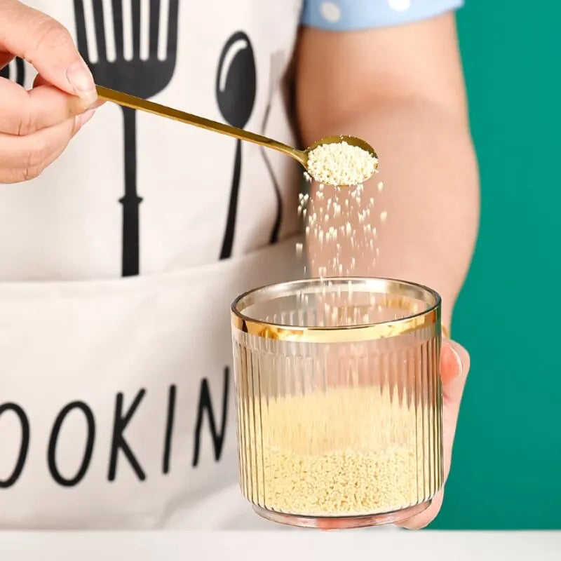 Set de 3 pots à épices avec cuillères et plateau- Rangement élégant et pratique