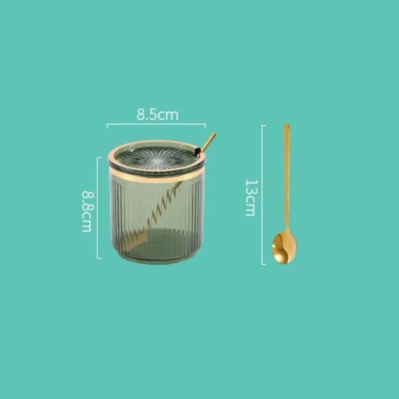 Set de 3 pots à épices avec cuillères et plateau- Rangement élégant et pratique