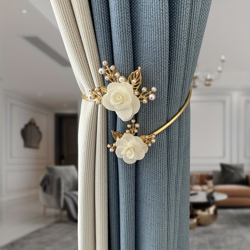 Attache rideau Elégante fleur & perles - Accessoire décoratif pour intérieur raffiné