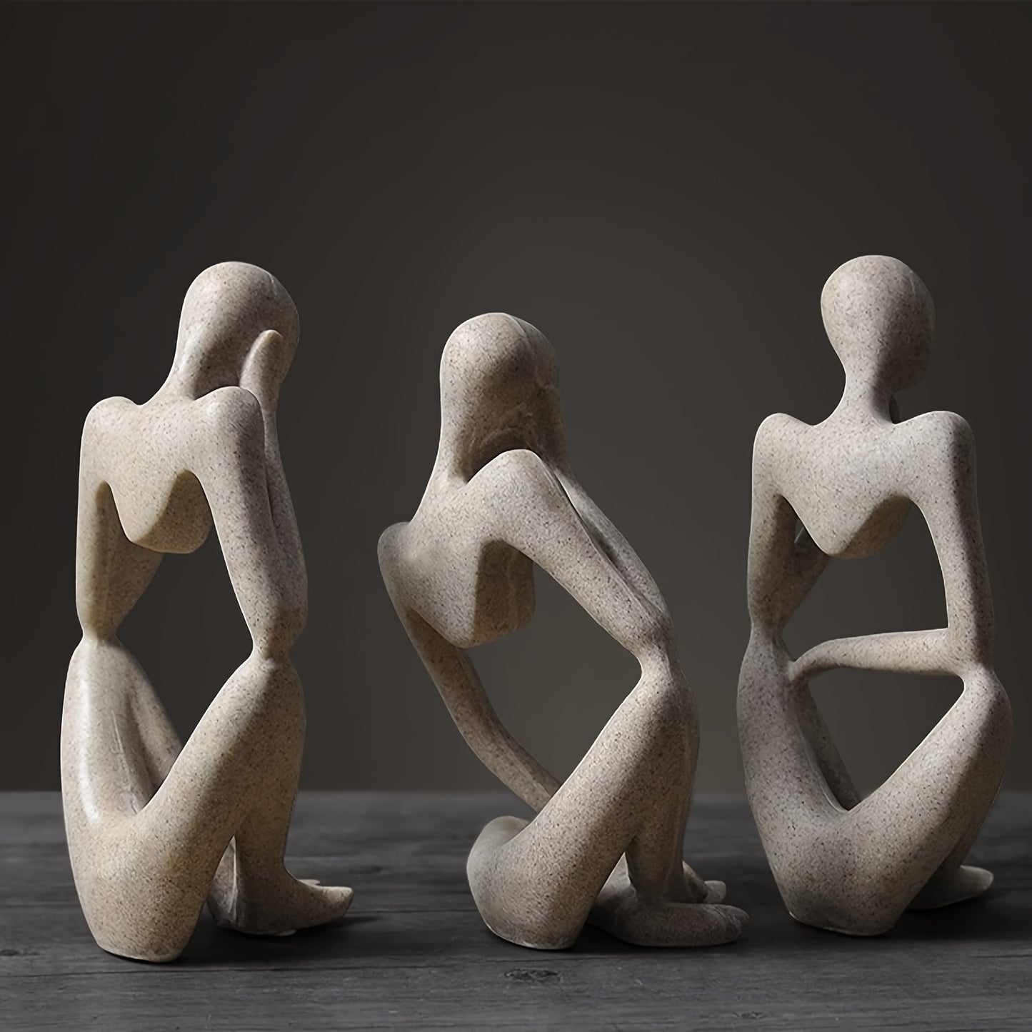 Lot de 3 statuts Abstraites "Thinker" - Sculpture moderne en résine pour décoration intérieur