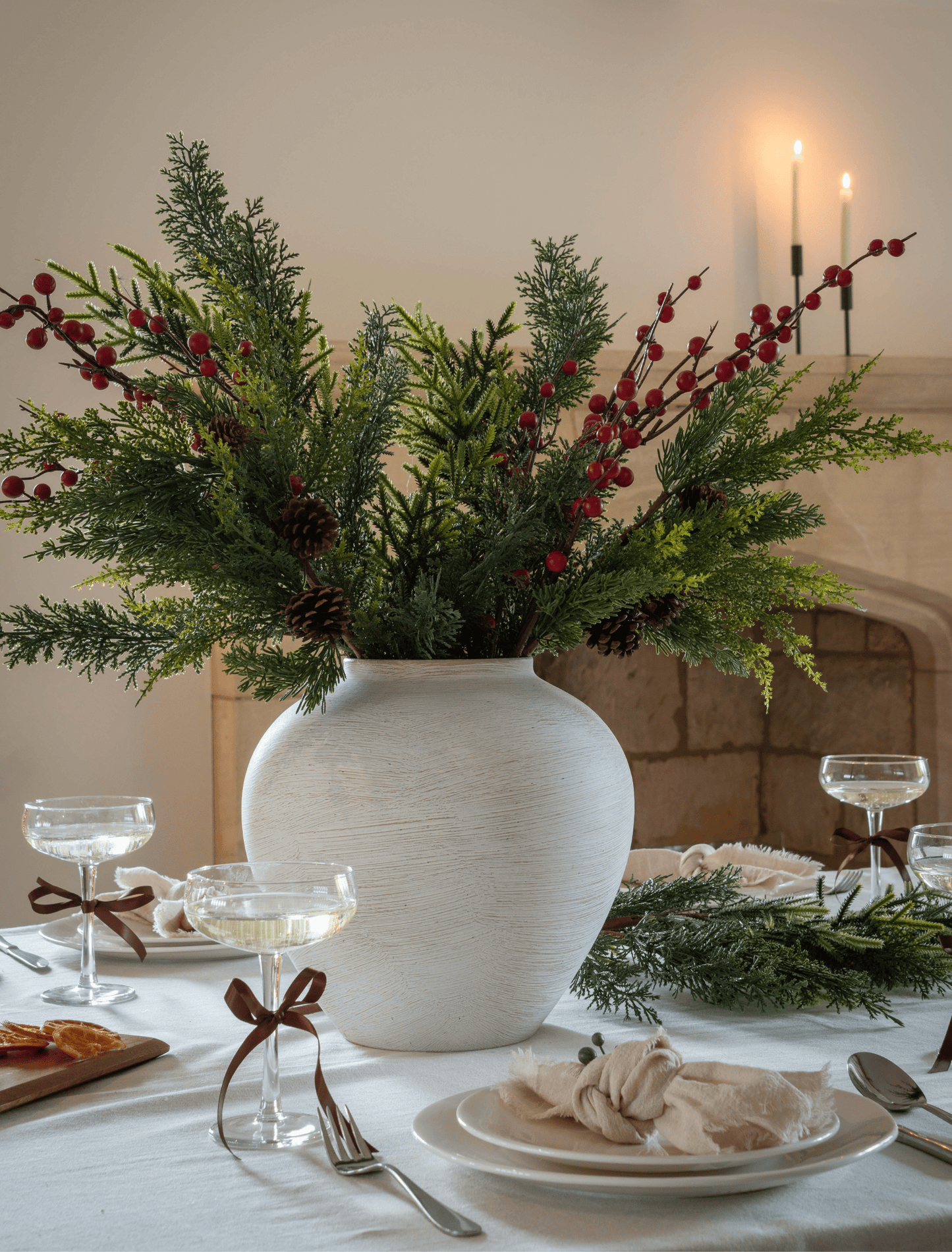 Plantes artificielles Fougères d’hiver & Baies rouges