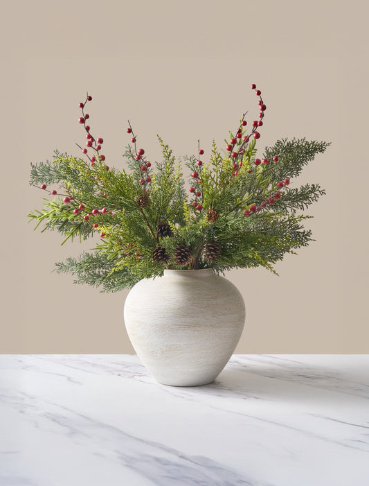Plantes artificielles Fougères d’hiver & Baies rouges