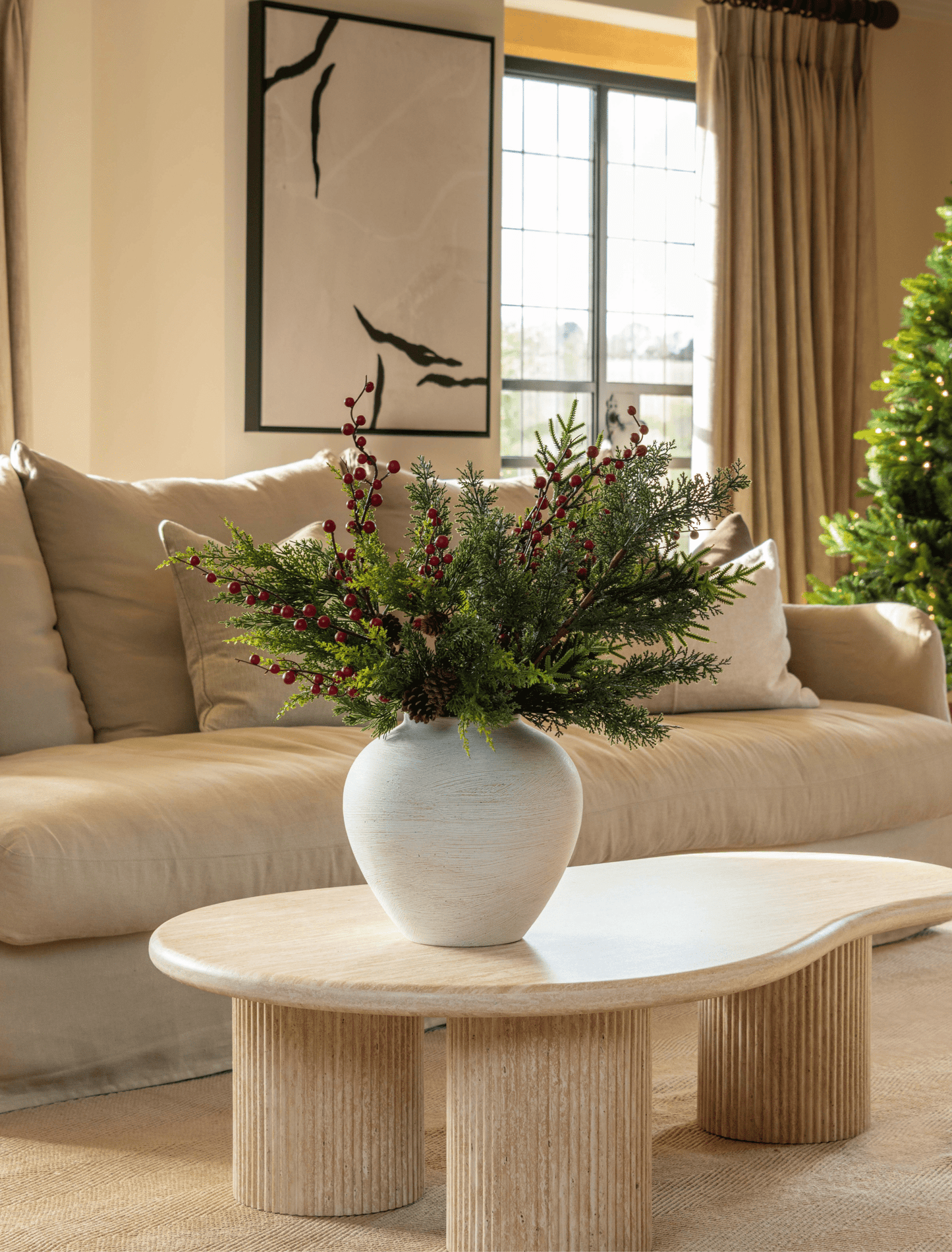 Plantes artificielles Fougères d’hiver & Baies rouges