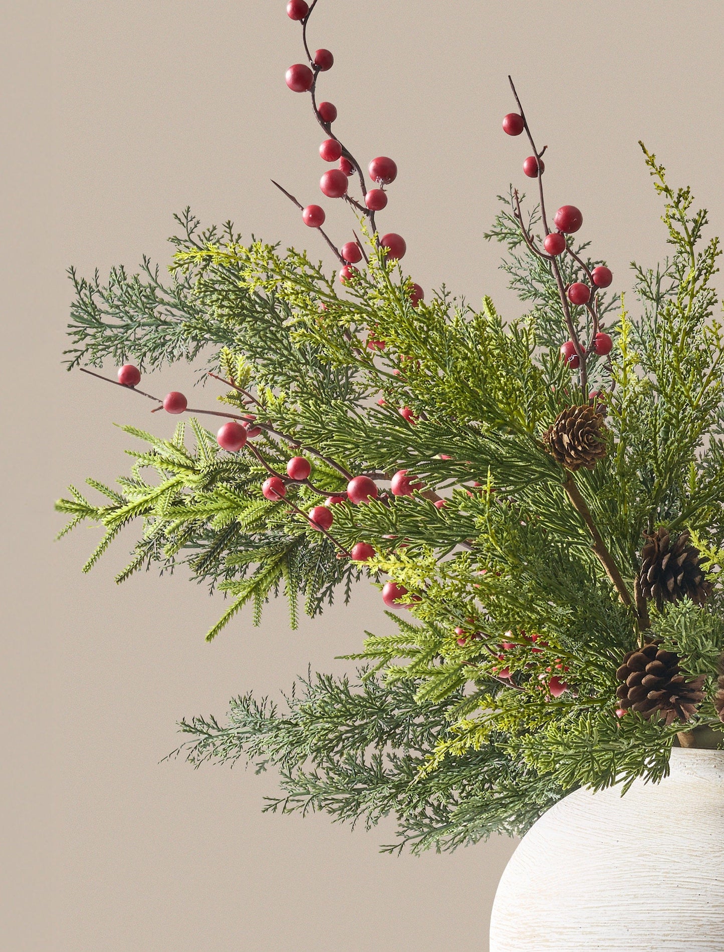Plantes artificielles Fougères d’hiver & Baies rouges
