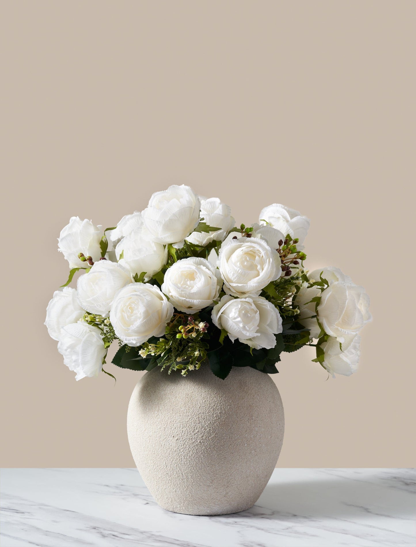 Bouquet Décoratif de Roses Artificielles – Blanc Ivoire, 21 Roses